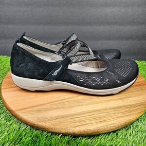 Dansko Haven Mary Jane Shoes Womens Size 39 Black Suede Mesh Comfort Walking